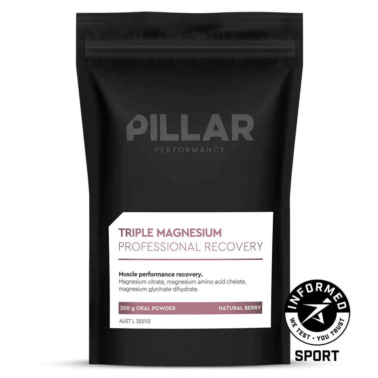 TRIPLE MAGNESIUM POWDER - Natural Berry 200g Pouch