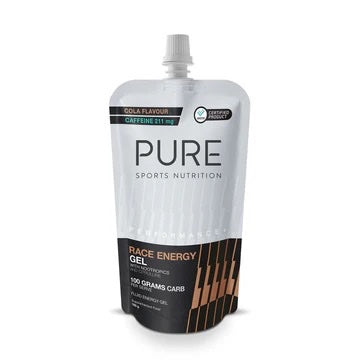 PURE Performance + Race Energy Gel 100 g Carb Pouch - Cola + Caffeine 185g pouch