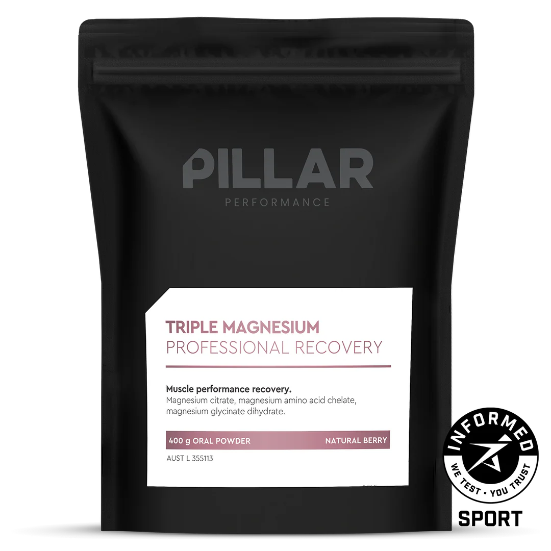 TRIPLE MAGNESIUM POWDER - Natural Berry 400g Pouch = 87c a serve