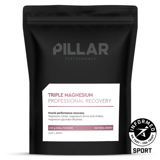 TRIPLE MAGNESIUM POWDER - Natural Berry 400g Pouch = 87c a serve